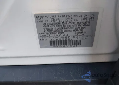 2023 Nissan Kicks Sv Xtronic Cvt z USA, uszkodzony, nr VIN 3N1CP5CV0PL475130